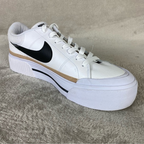 Nike Court Legacy Lift Shoes Womens Size 11 White Black Leather Sneakers NEW - Picture 6 of 10